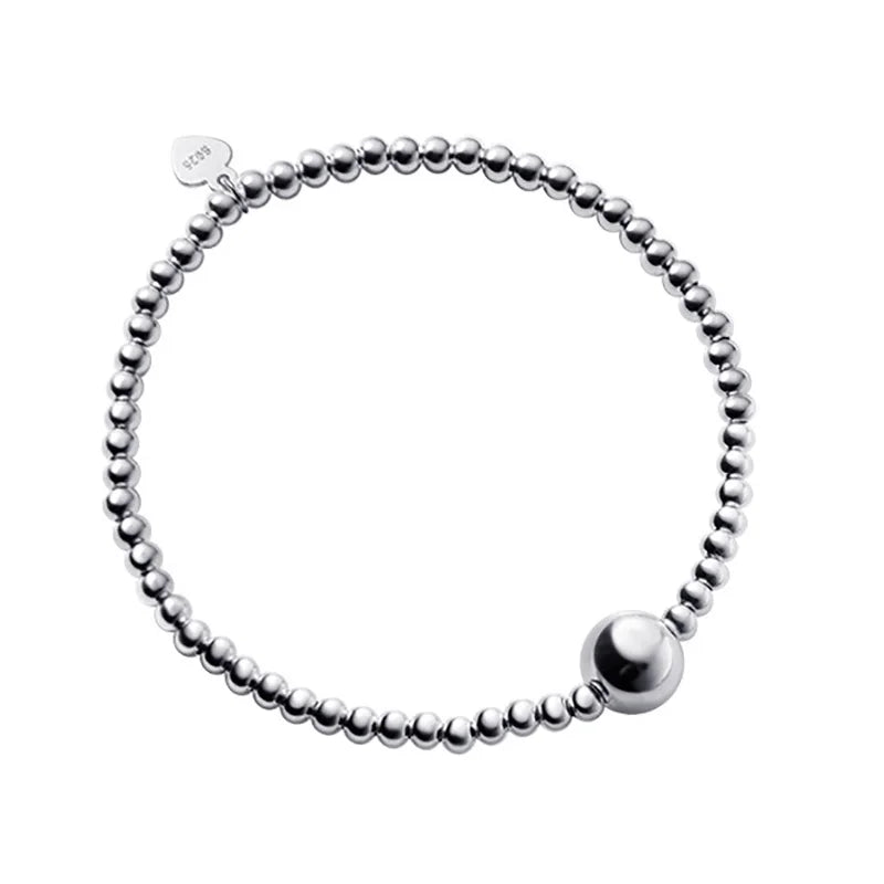 TrustDavis 925 Sterling Silver Elastic Balls Bracelets for Women DS3428