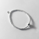 TrustDavis 925 Sterling Silver Elastic Balls Bracelets for Women DS3428