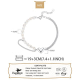 TrustDavis 925 Sterling Silver Pearls Heart Chain Anklets for Women