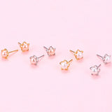 TrustDavis Rose Flower Pearl Stud Earrings - Birthday Gift