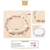 TrustDavis 925 Silver Baroque Pearl Chain Bracelet For Women
