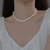 TrustDavis 925 Silver Pearl Choker Necklace Wedding Jewelry