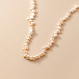 TrustDavis 925 Silver Pearl Choker Necklace Wedding Jewelry