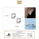 925 Sterling Silver Glaze Daisy Flower Charm Hoop Earrings Wedding Jewelry