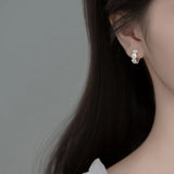 925 Sterling Silver Glaze Daisy Flower Charm Hoop Earrings Wedding Jewelry