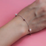 TrustDavis 925 Silver Pearl Bead Bracelet Wedding Jewelry