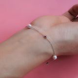 TrustDavis 925 Silver Pearl Bead Bracelet Wedding Jewelry