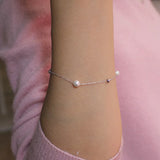 TrustDavis 925 Silver Pearl Bead Bracelet Wedding Jewelry