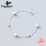 TrustDavis 925 Silver Pearl Bead Bracelet Wedding Jewelry