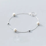 TrustDavis 925 Silver Pearl Bead Bracelet Wedding Jewelry