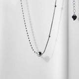 TrustDavis 925 Sterling Silver Beads Snake Chain Choker Necklace For Women