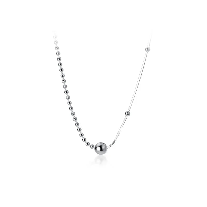 TrustDavis 925 Sterling Silver Beads Snake Chain Choker Necklace For Women