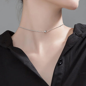 TrustDavis 925 Sterling Silver Beads Snake Chain Choker Necklace For Women