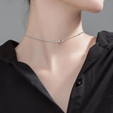 TrustDavis 925 Sterling Silver Beads Snake Chain Choker Necklace For Women