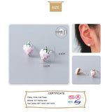 TrustDavis 925 Sterling Silver Pink Strawberry Stud Earrings For Women
