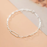 TrustDavis 925 Silver Ellipse Chain Bracelet For Women Wedding Gift