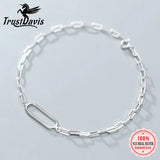 TrustDavis 925 Silver Ellipse Chain Bracelet For Women Wedding Gift