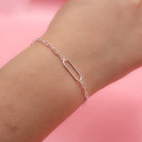 TrustDavis 925 Silver Ellipse Chain Bracelet For Women Wedding Gift