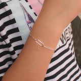 TrustDavis 925 Silver Ellipse Chain Bracelet For Women Wedding Gift