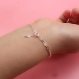 TrustDavis 925 Silver Ellipse Chain Bracelet For Women Wedding Gift