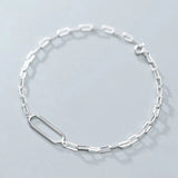 TrustDavis 925 Silver Ellipse Chain Bracelet For Women Wedding Gift