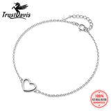 TrustDavis 925 Silver Love Hollow Heart Bracelet Wedding Fine S925 Jewelry