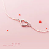TrustDavis 925 Silver Love Hollow Heart Bracelet Wedding Fine S925 Jewelry