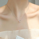 TrustDavis 925 Silver CZ Pendant Necklace For Women