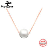 TrustDavis 925 Sterling Silver Pearl Pendant Necklace For Women