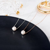 TrustDavis 925 Sterling Silver Pearl Pendant Necklace For Women