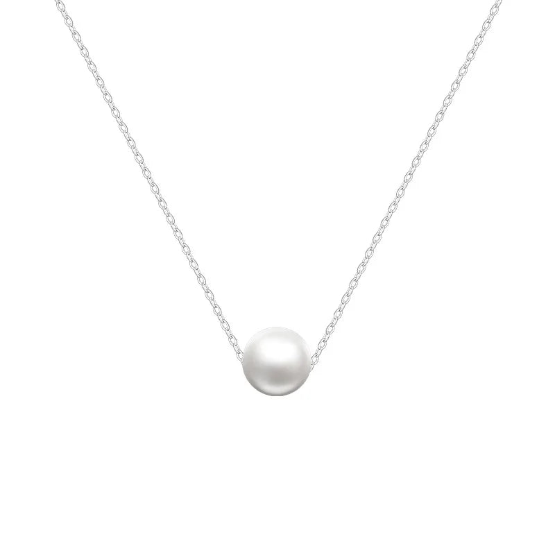 TrustDavis 925 Sterling Silver Pearl Pendant Necklace For Women