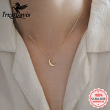 TrustDavis Moon Heart Pendant Necklace 925 Silver DD1209