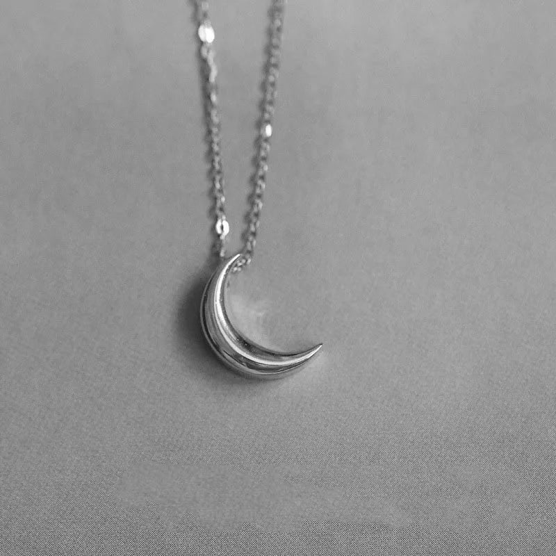 TrustDavis Moon Heart Pendant Necklace 925 Silver DD1209