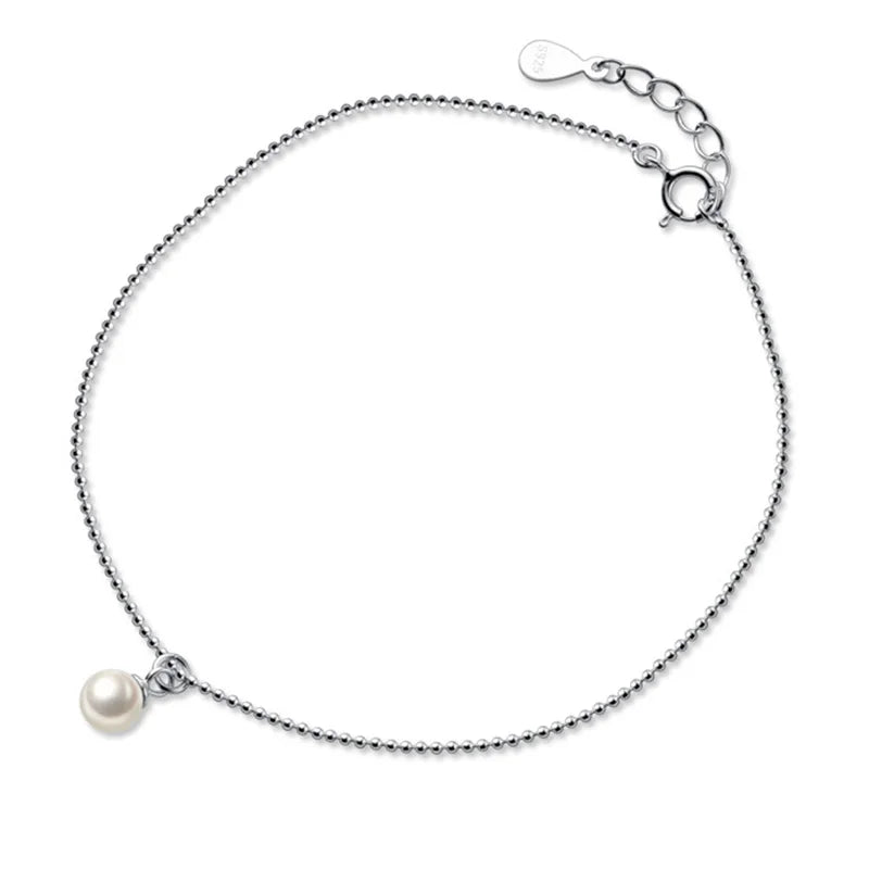 TrustDavis Minimalist 925 Silver Beads Chain Anklets Wedding Jewelry DA1825