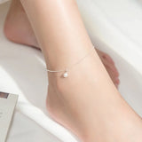 TrustDavis Minimalist 925 Silver Beads Chain Anklets Wedding Jewelry DA1825