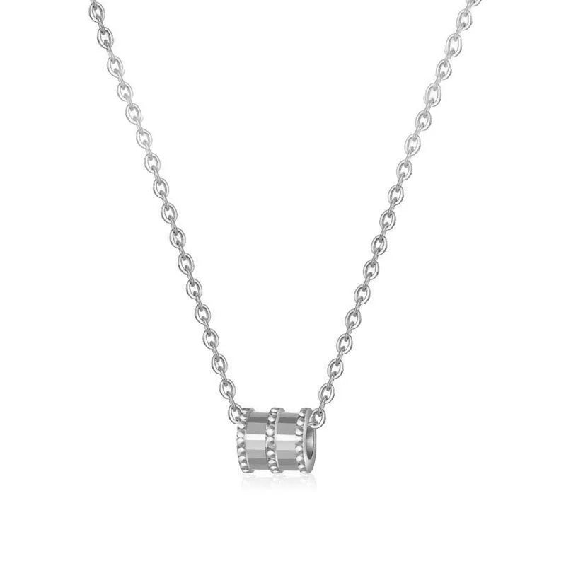 TrustDavis Minimalist 925 Silver Barrel Clavicle Chain Necklace Wedding Party