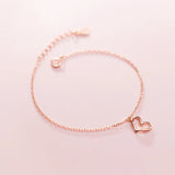 TrustDavis 925 Silver Heart Chain Bracelet For Women Wedding Gift