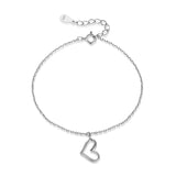 TrustDavis 925 Silver Heart Chain Bracelet For Women Wedding Gift