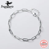 TrustDavis 925 Sterling Silver 4mm Chain Bracelet For Women DA1305