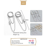 TrustDavis 925 Sterling Silver Double Layer Link Chain CZ Hoop Earrings Wedding