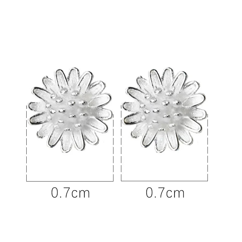 TrustDavis 925 Sterling Silver Flower Charm Stud Earrings Women Wedding