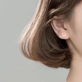 TrustDavis 925 Sterling Silver Flower Charm Stud Earrings Women Wedding
