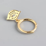 TrustDavis Sterling Silver Sweet Lips Hoop Earrings With Clear CZ Charm