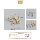TrustDavis Sterling Silver Sweet Lips Hoop Earrings With Clear CZ Charm