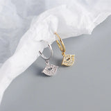 TrustDavis Sterling Silver Sweet Lips Hoop Earrings With Clear CZ Charm
