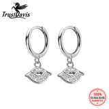 TrustDavis Sterling Silver Sweet Lips Hoop Earrings With Clear CZ Charm