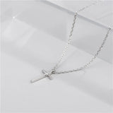 TrustDavis 925 Silver Sweet Cross Clavicle Necklace For Women