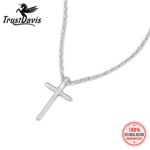 TrustDavis 925 Silver Sweet Cross Clavicle Necklace For Women