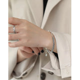 TrustDavis S925 Silver Bracelet Women INS Style Double-Layers Chain H0098