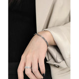 TrustDavis S925 Silver Bracelet Women INS Style Double-Layers Chain H0098